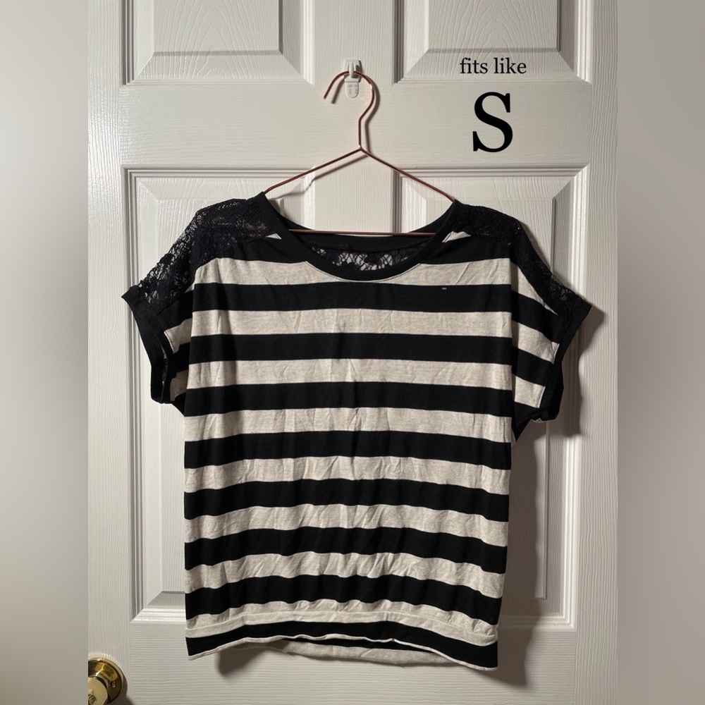 Red Camel Small Black Striped Blouse
